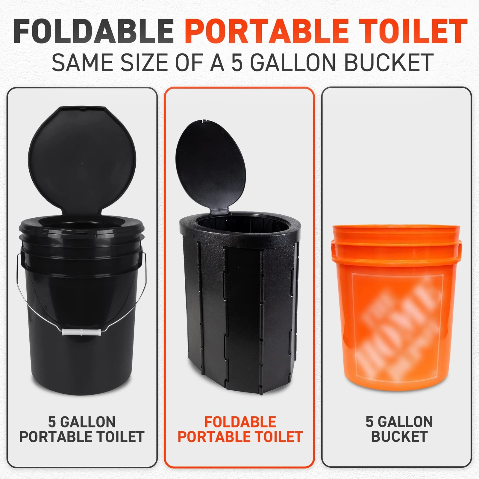 72 HRS Portable Collapsible Toilet for Camping, 15.8″ Extra Large Camping Toi…