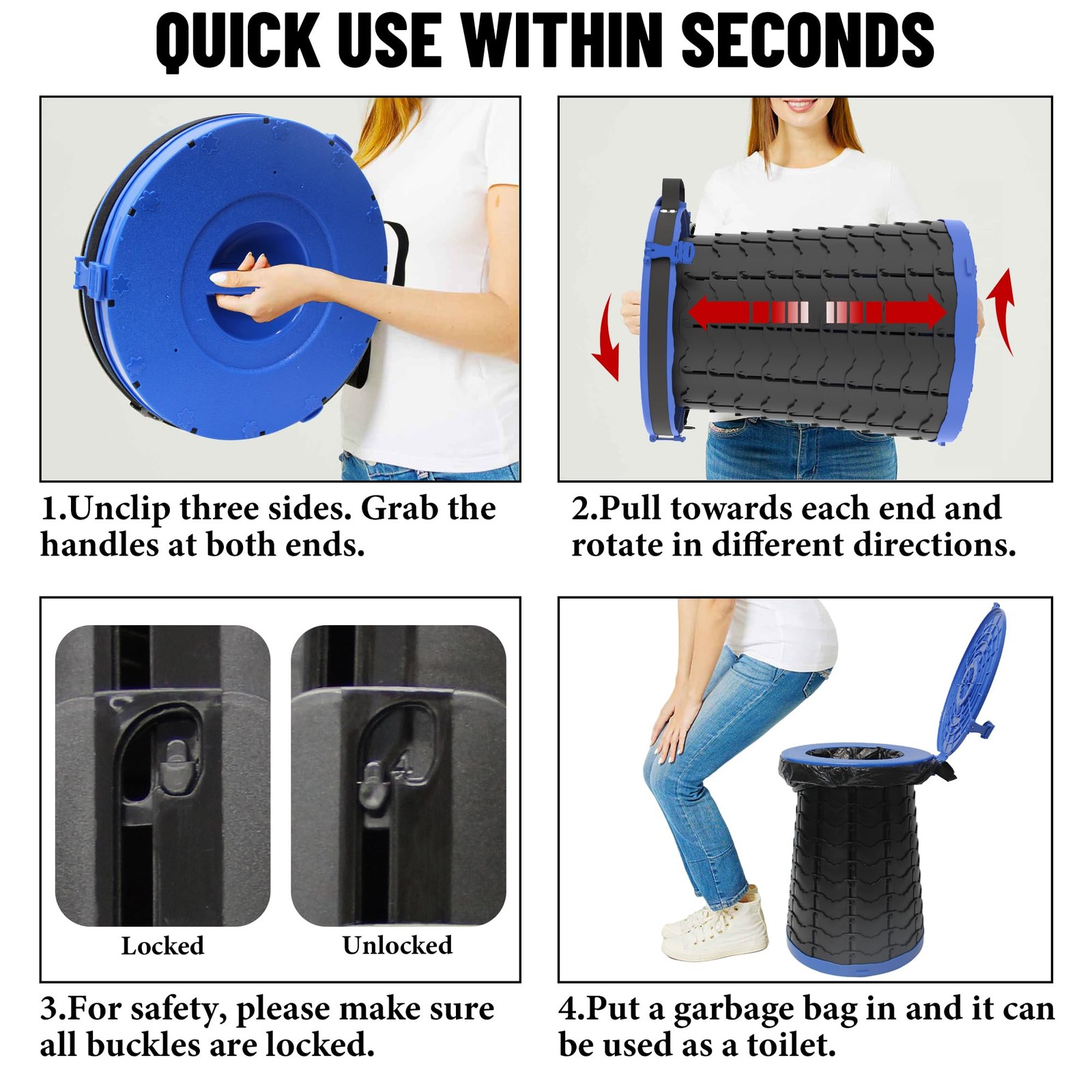 XXL Portable Toilet for Camping,880lbs Capacity,19.7″ H Adjustable Outdoor To…