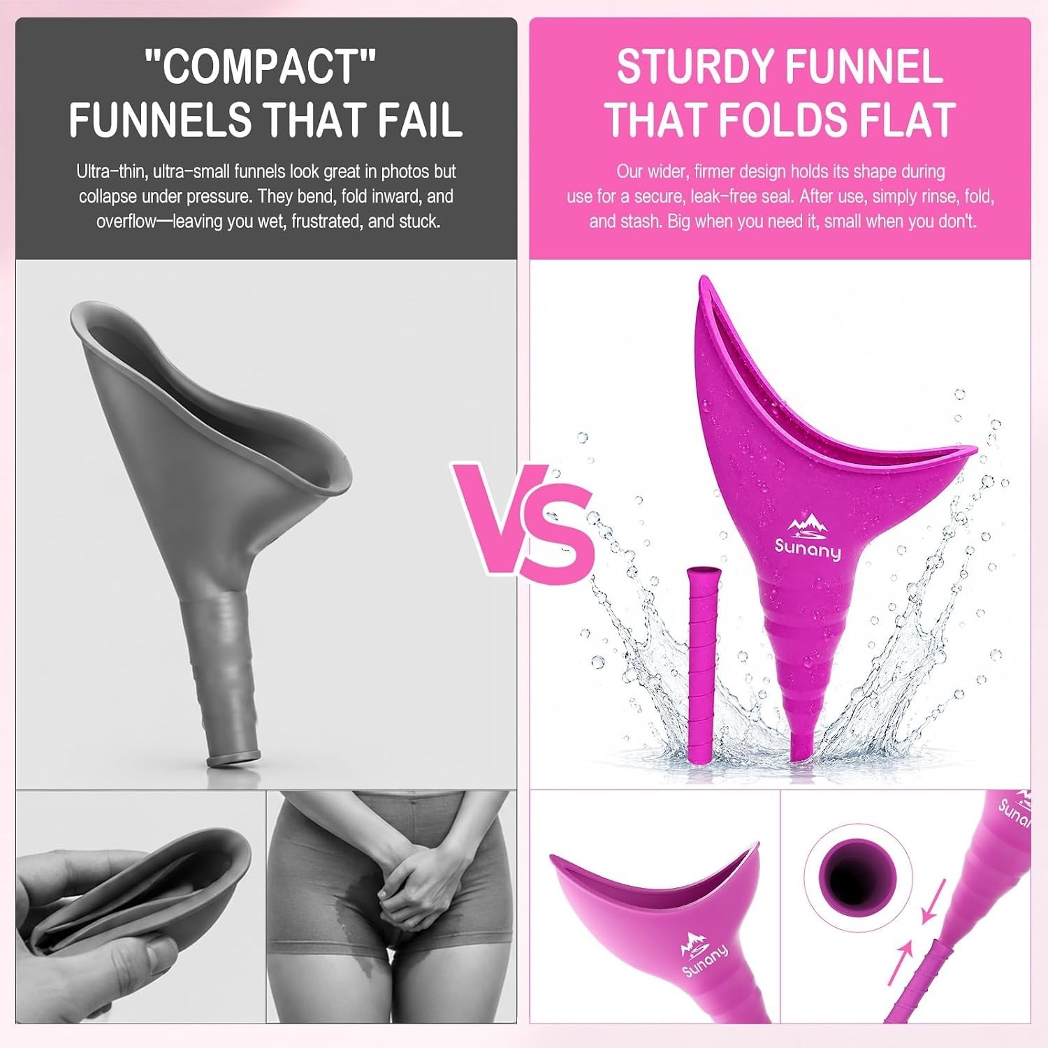 Female Urination Device, Reusable Female Urinal Silicone Women Pee Funnel | W…