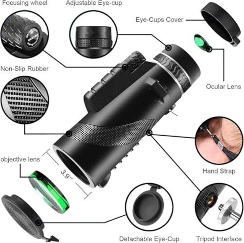 Monocular-Telescope 80×100 High Powered Monoculars High Definition for Black