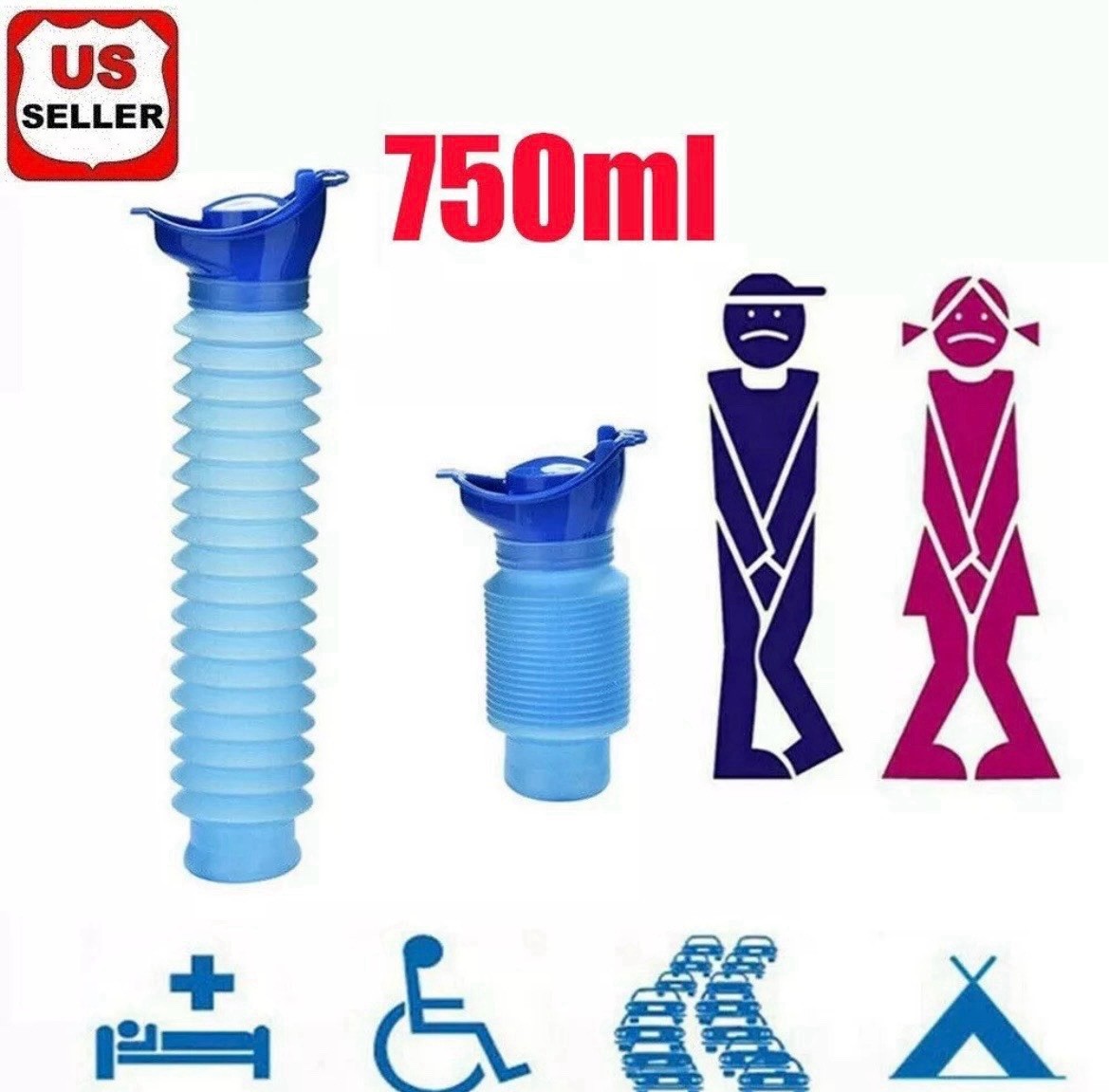 Male Female Portable Urinal Travel Camping Car Toilet Pee Bottle Emergency Kit