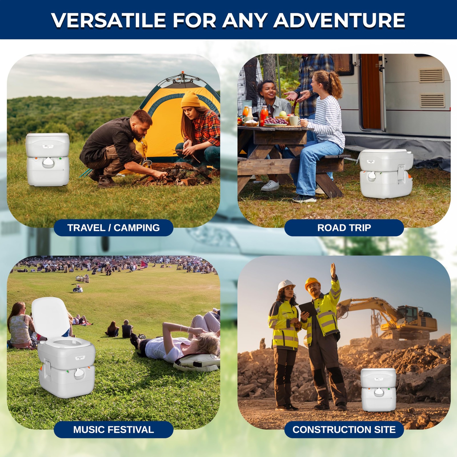 Portable Toilet for Camping with 5.8 Gallon Capacity Easy Clean and Leak Proof