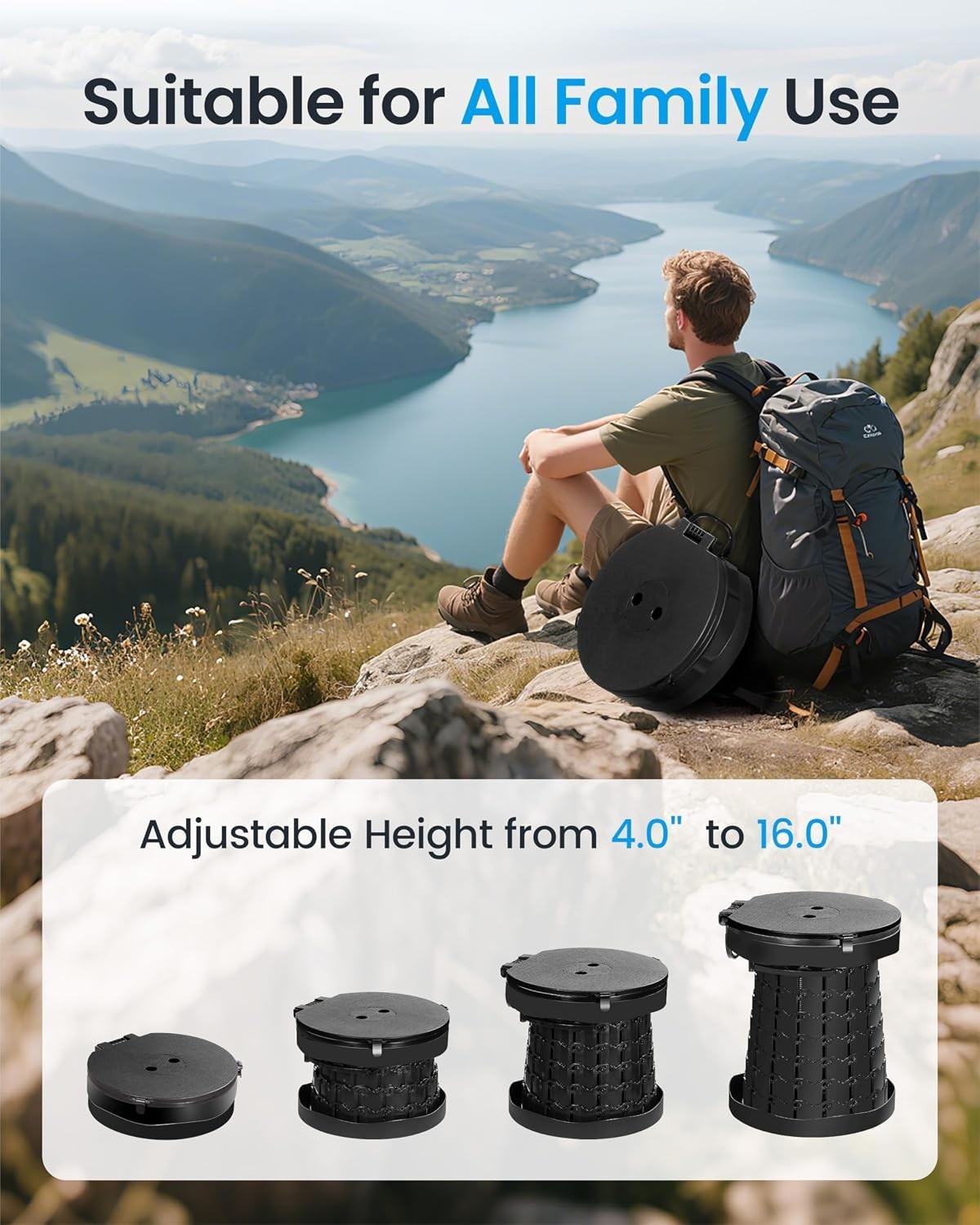 Comfortable Foldable Camping Toilet – Charcoal Black with User-Friendly Features