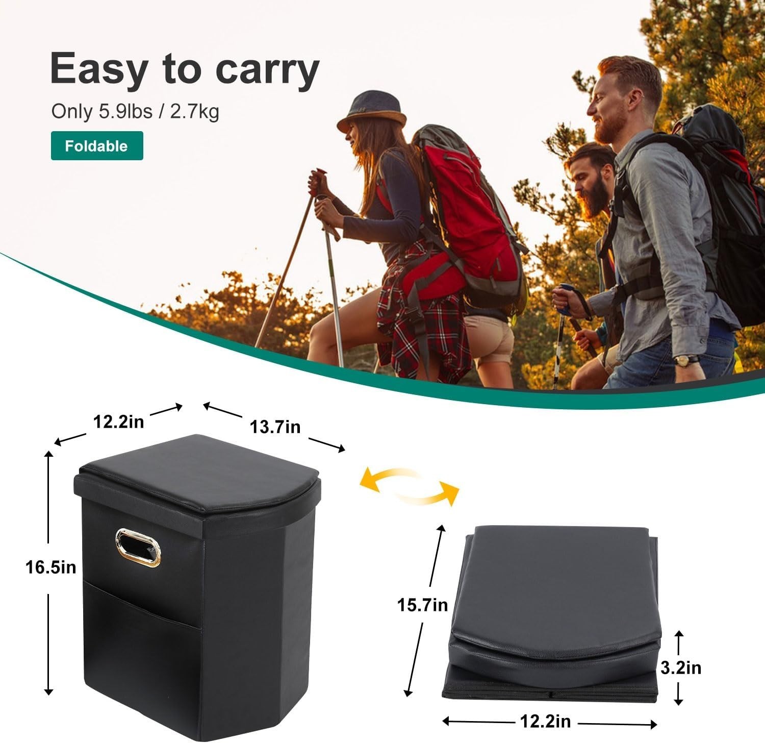 Durable Portable Potty: Ideal for Camping, Hiking & Long Travels with Carry Bag