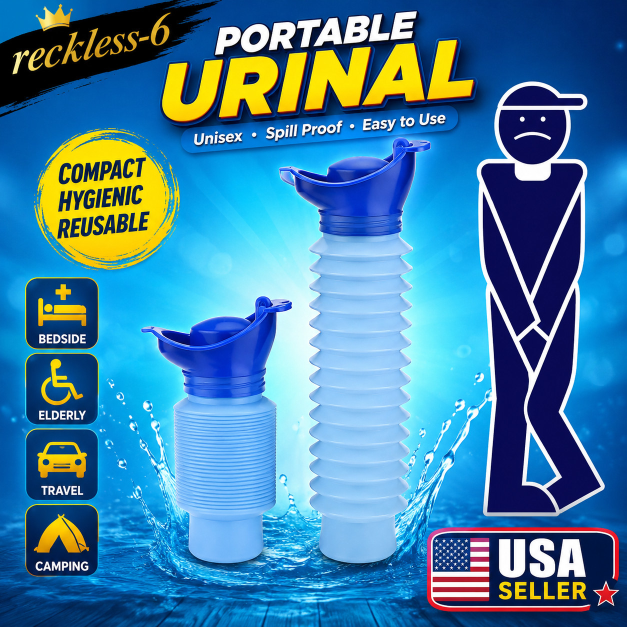 Male Female Portable Urinal Travel Camping Car Toilet Pee Bottle Emergency Kit