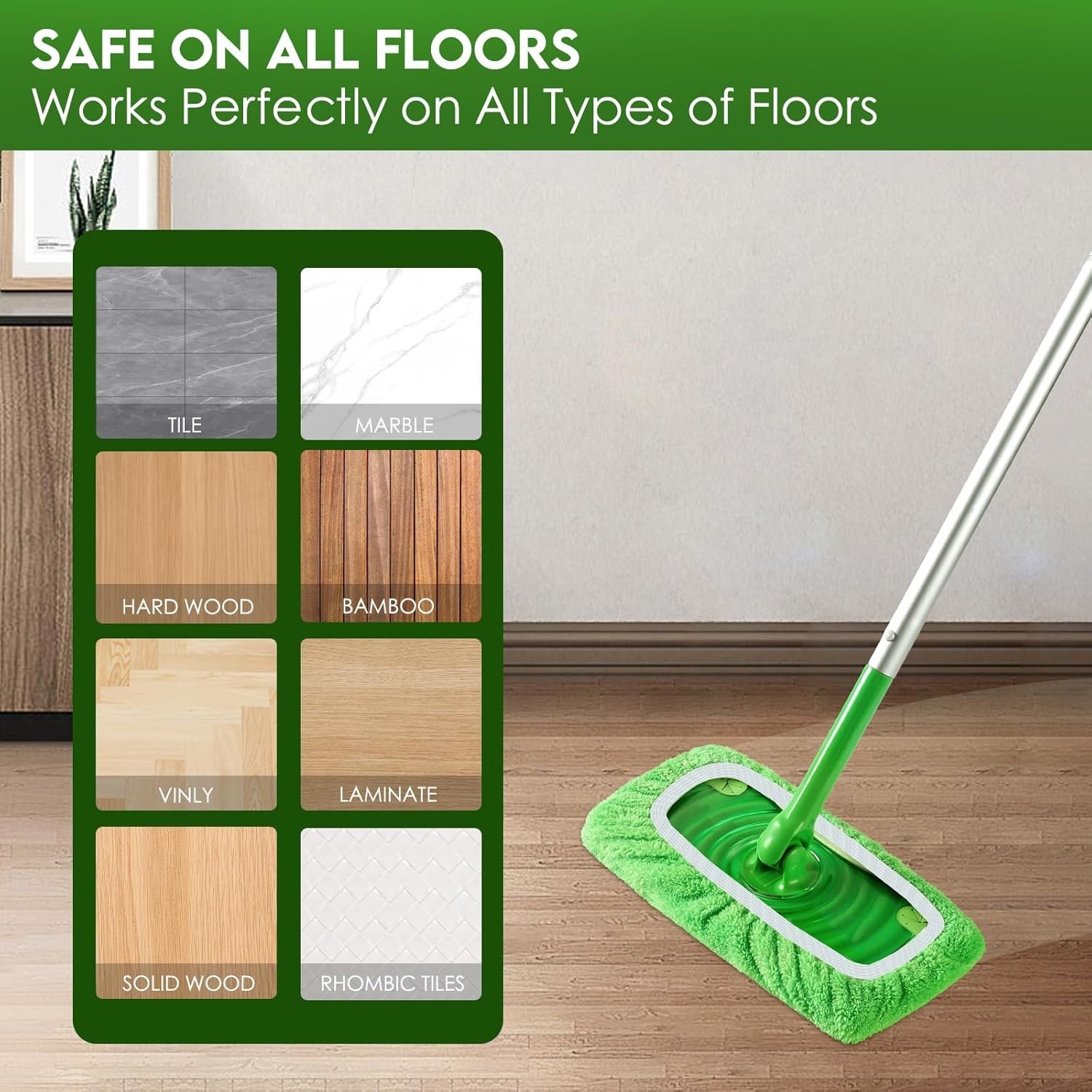 Reusable Microfiber Mop Pads for Swiffer Sweeper Mop – Dry Sweeping Cloths & Wet