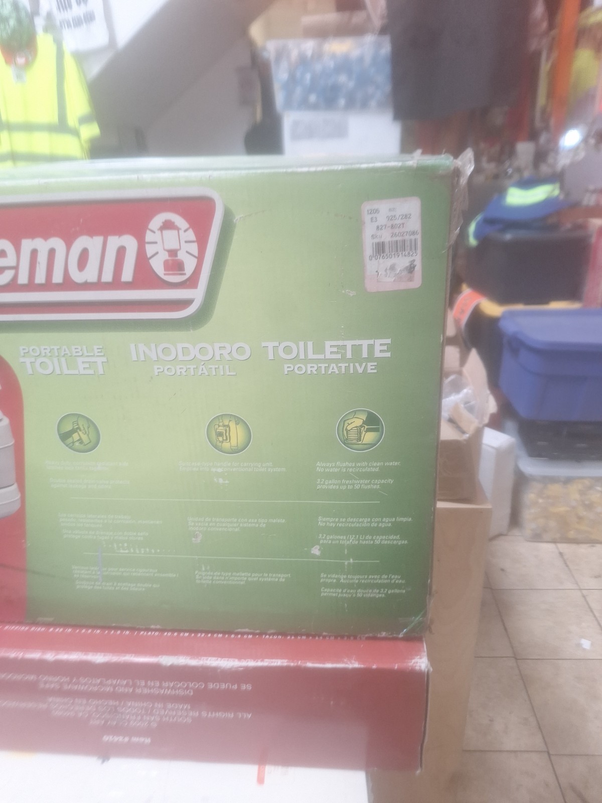 Coleman Portable Flush Toilet 3.2 Gallon Camping Gear 827-802T
