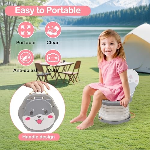 Portable Potty for Kids, Portable Toddler Toilet Cute Puppy Design with Gray