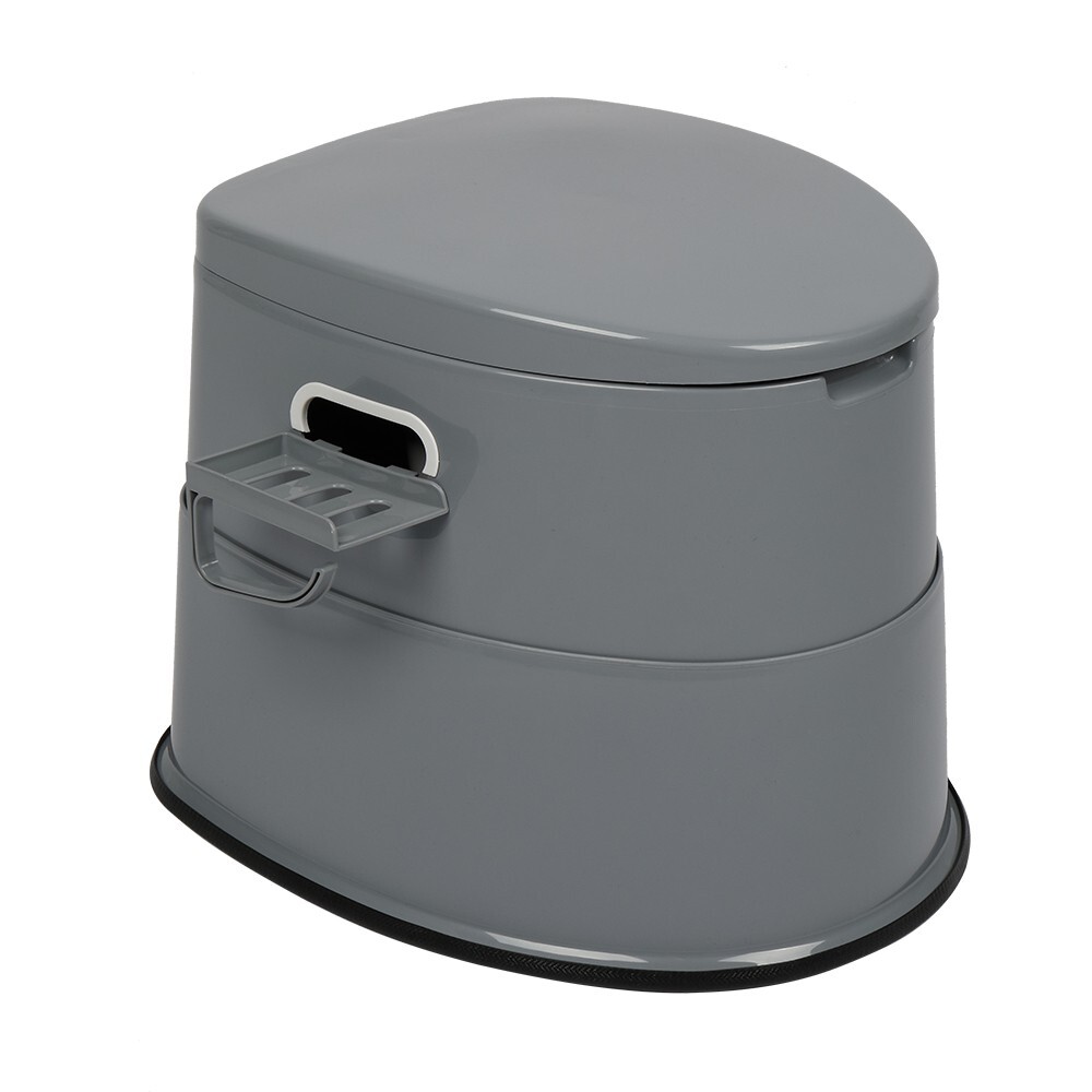 Grey Camping Portable Toilet Travel Outdoor RV Commode Potty+Tissue Box Non-Slip