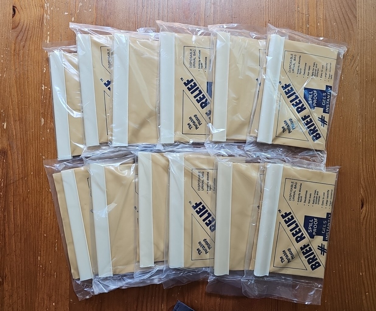LOT OF 12 Brief Relief Disposable Urinal Bag – SPILL PROOF Portable Pitstop