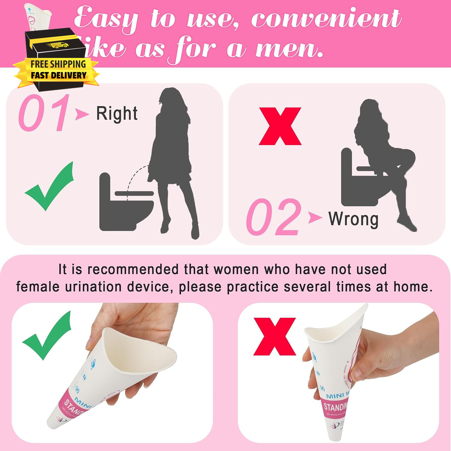 20 50 Pcs Disposable Female Urination Device, Portable Girl Urinal Funnel Women