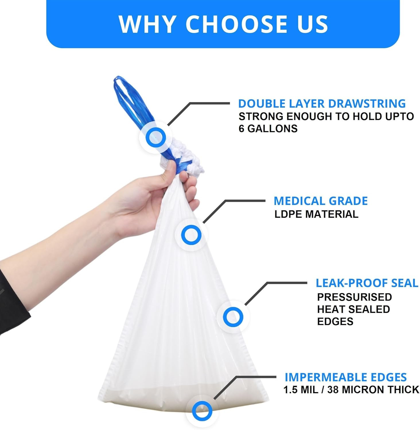 100 Bedside Commode Liners Bags for Commode Toilet – Leak Proof & Odorless Potty
