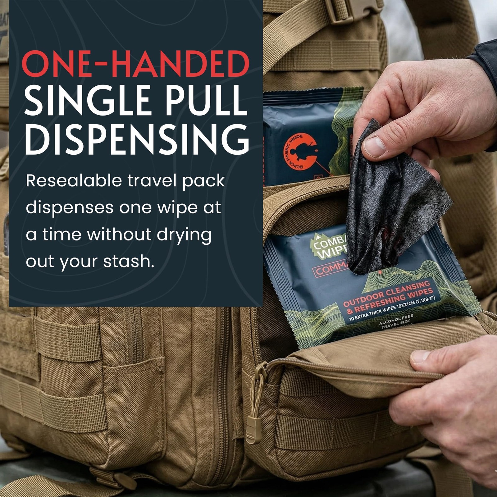 Commando Black Unscented Camouflage Wet Wipes | Thick Ultralight Biodegradable H