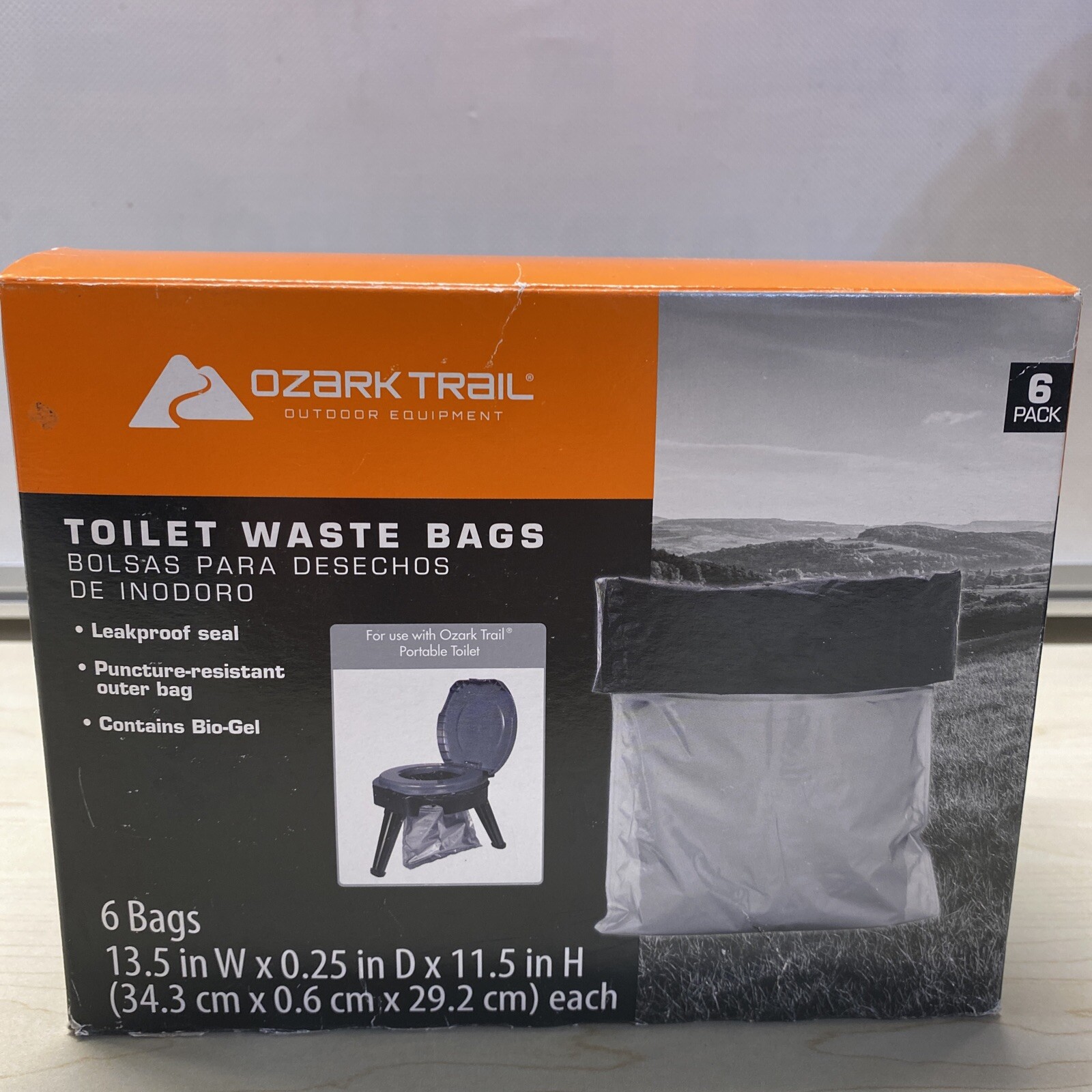 OZARK Trail Portable 14.5in Folding Toilet WITH 6 Bags Camping Hunting BRAND NEW