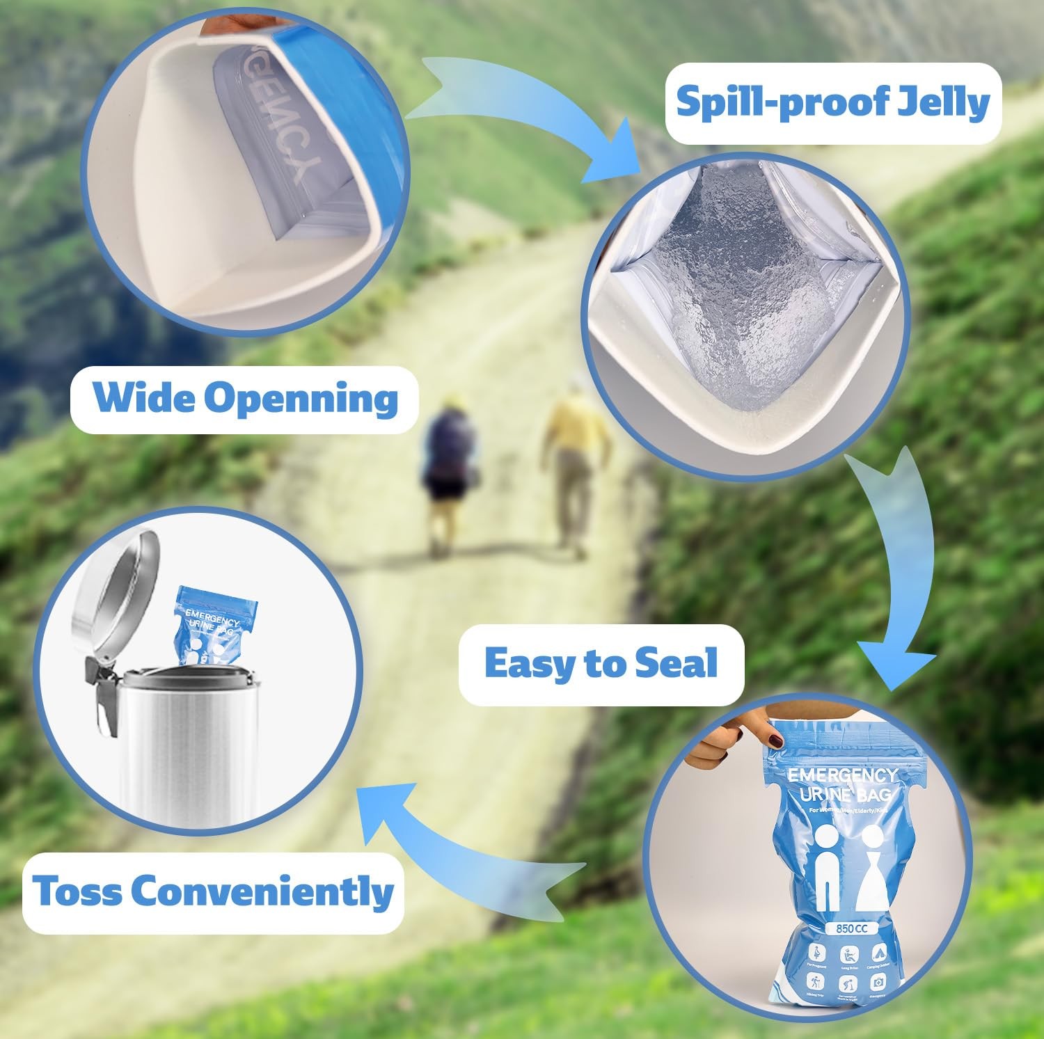 900CC Disposable Urine Bag, 12 PCS Emergency Portable Urinal Bags for Men/Wom…