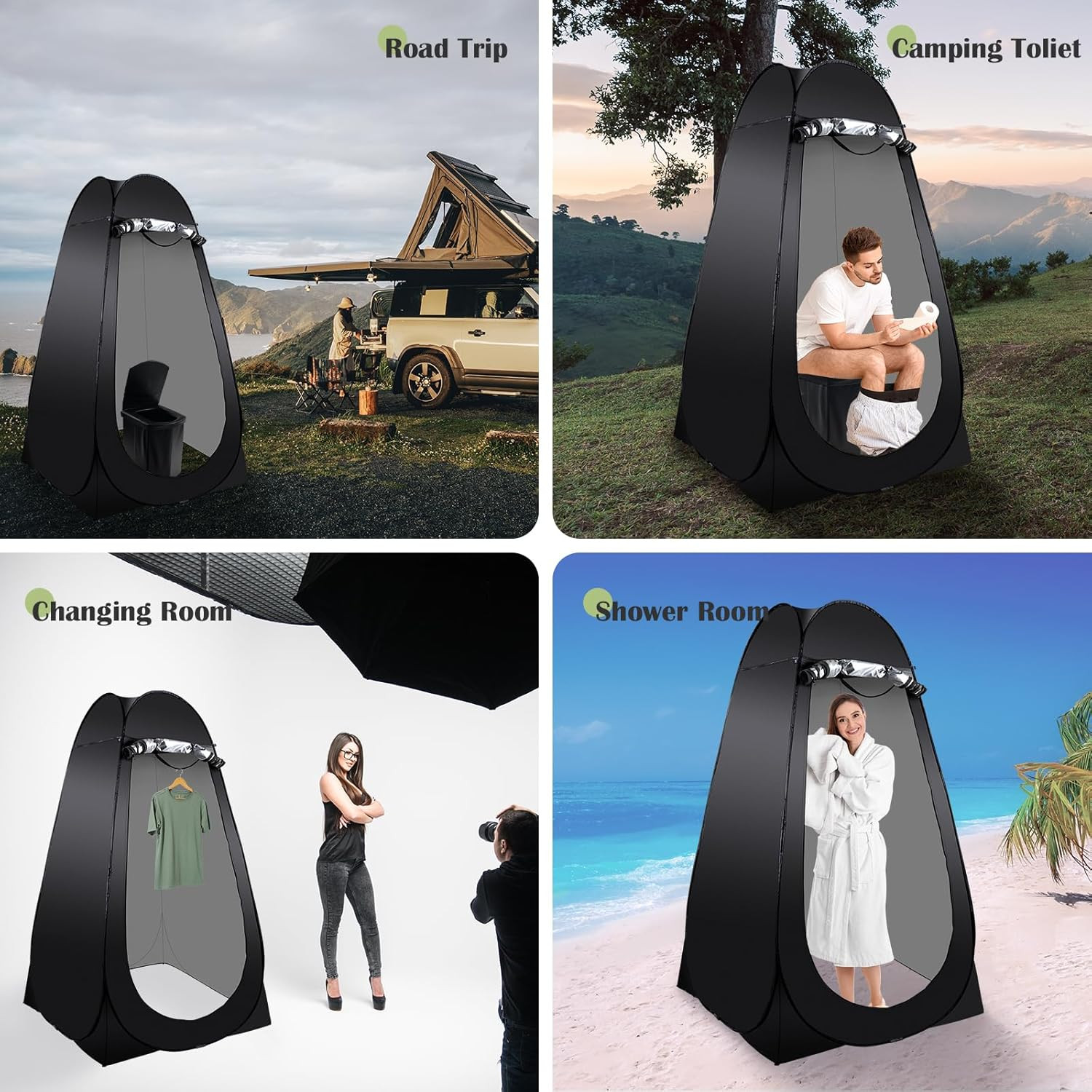 Portable Camping Toilet Kit for Adults, Pop up Privacy Tent, X Large Folding Toi