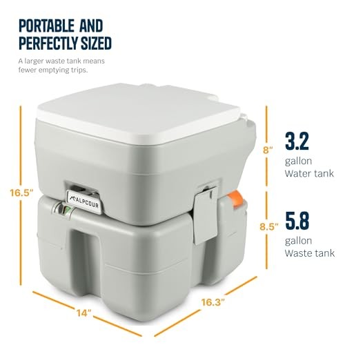 Portable Toilet – Compact Indoor & Outdoor Commode w/Travel Bag for 5.8 Gallon