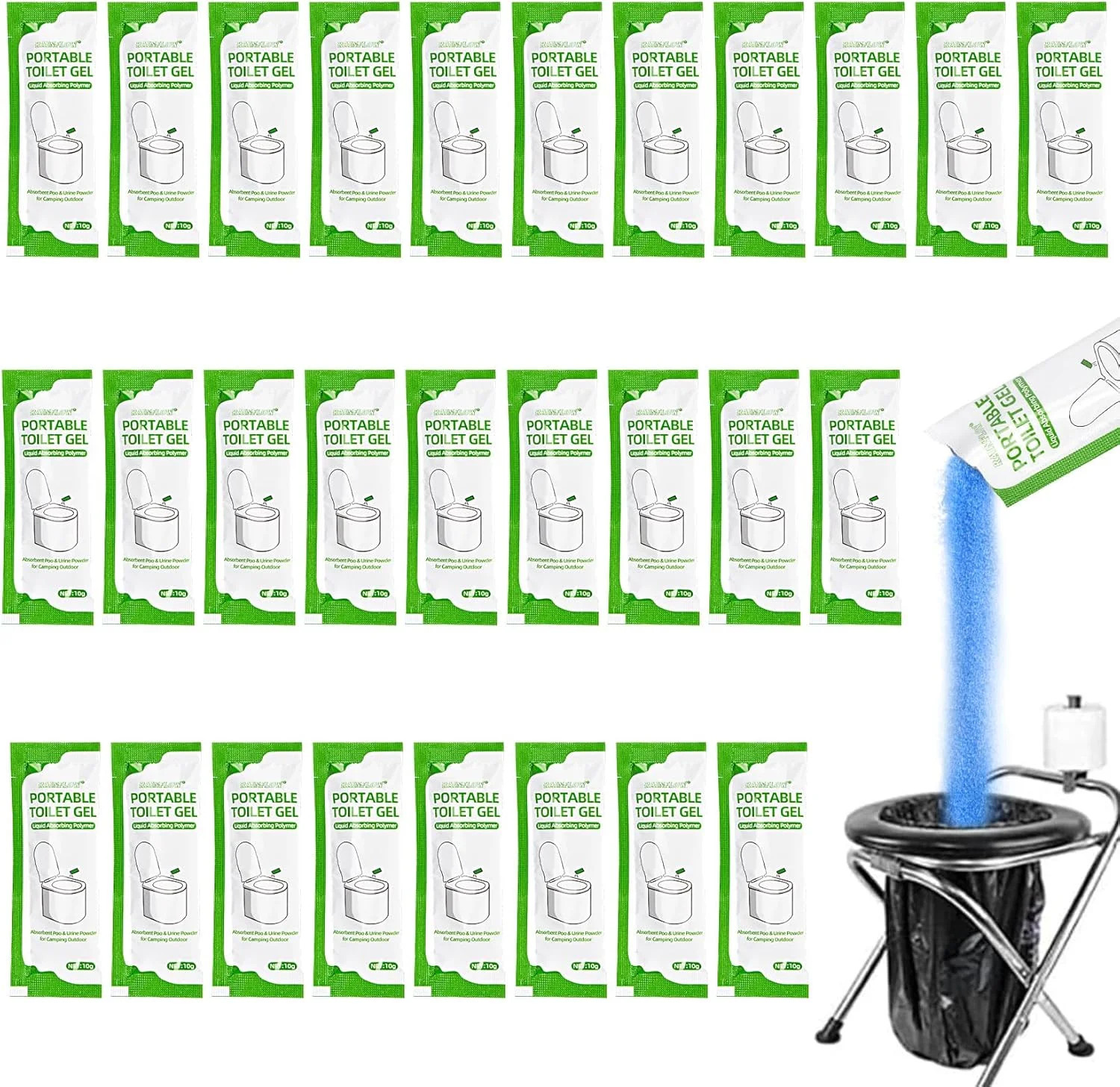 Poo Gel for Portable Toilet for Camping – 28 Packs Camping Toilet Bags Lemon Eco