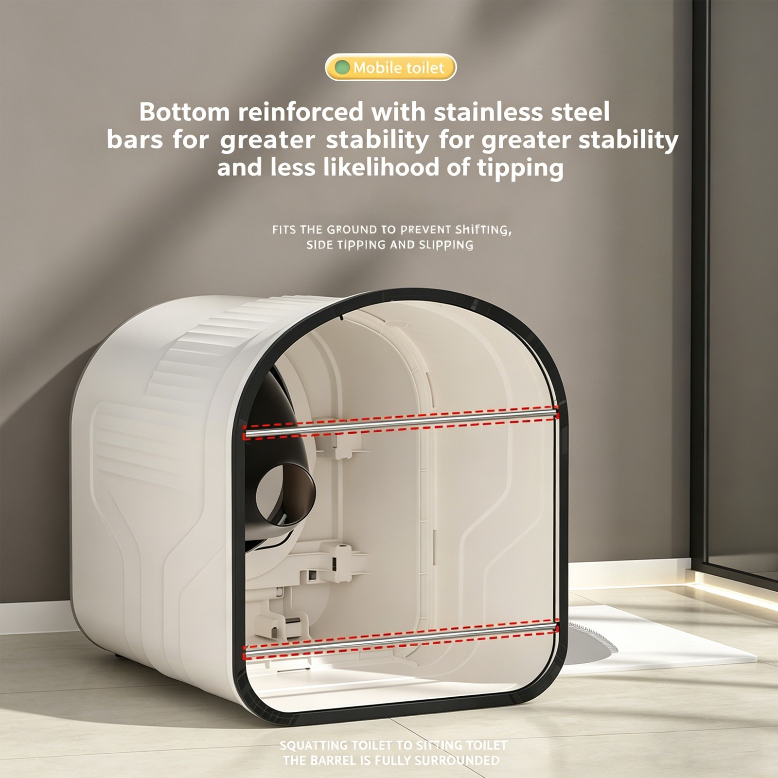 2-Gal Portable Toilet Travel Camping Outdoor/Indoor Commode Potty w/ Tissue Box