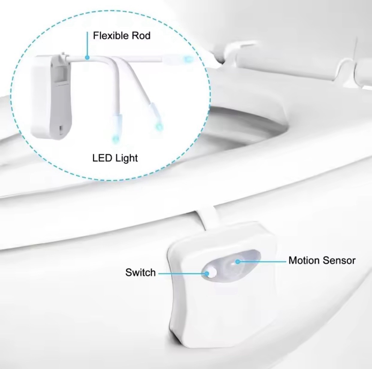 Zk30 Smart PIR Motion Sensor Toilet Seat Night Light 8/16 Colors Waterproof