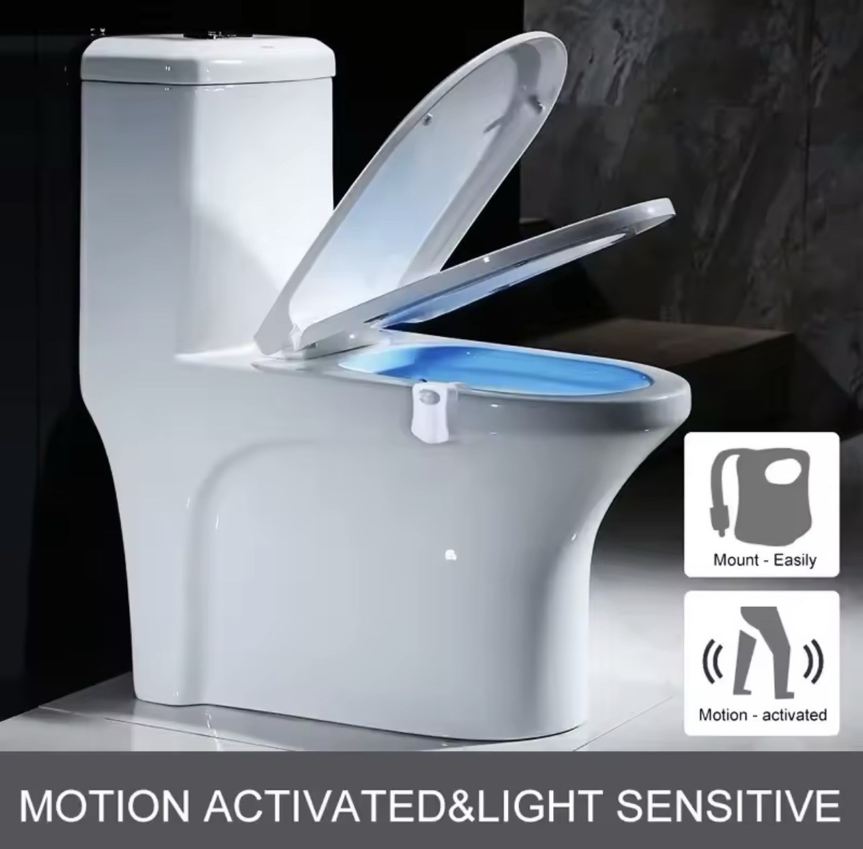 Zk30 Smart PIR Motion Sensor Toilet Seat Night Light 8/16 Colors Waterproof