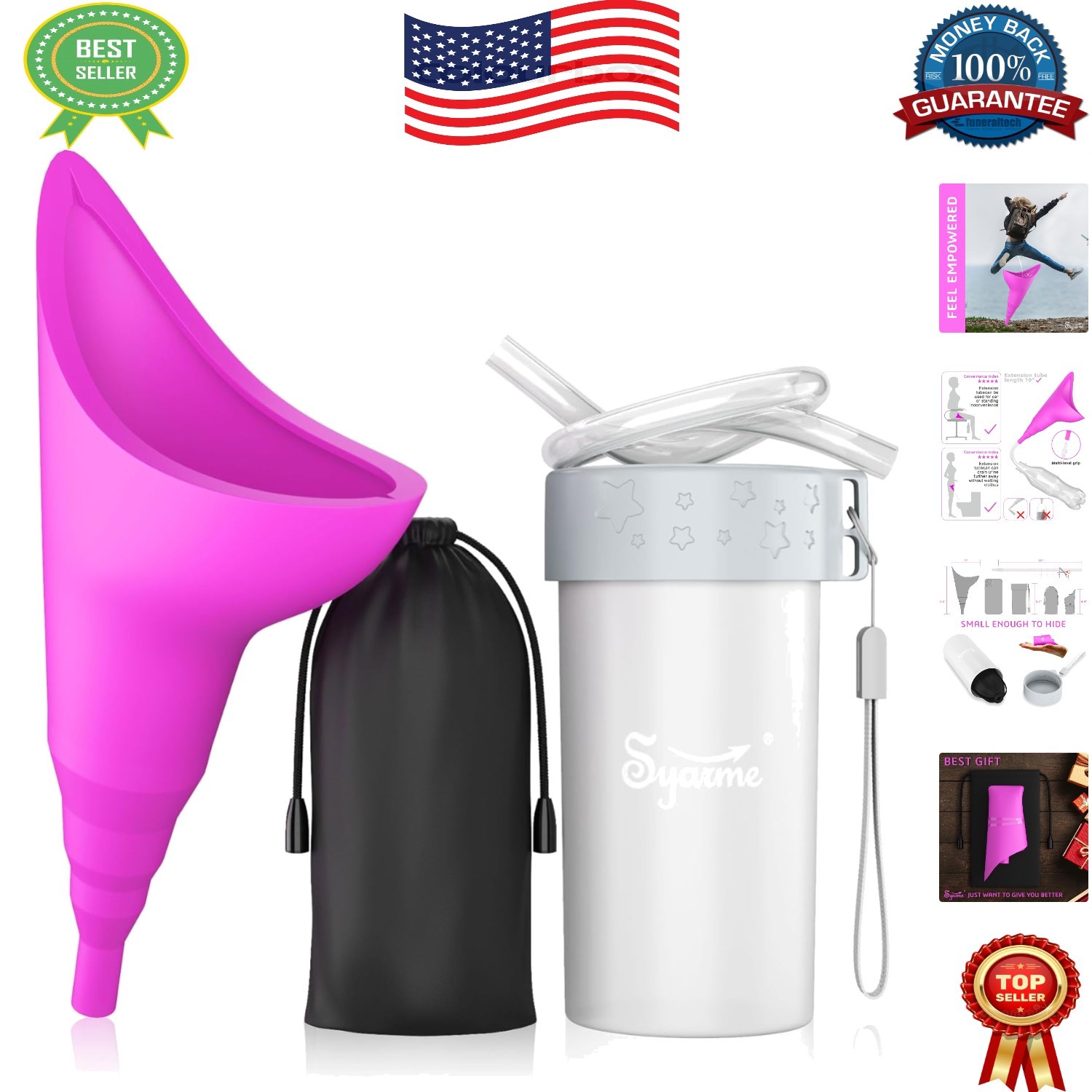 Portable Reusable Female Urination Device – Travel-Friendly Pee Funnel in Purple