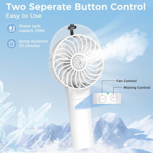 Handheld Fan with Mister, Mothers Day Gifts for Mom, Birthday White Misting