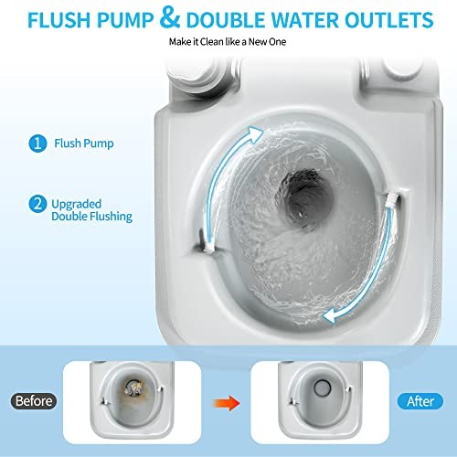 lon Portable Travel 5.3 Gal Double Watwer Outlets+Handle Flush Pump+ Wheels