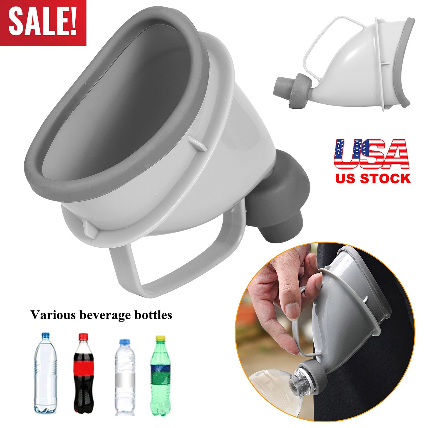 Portable Potty Pee Funnel Men Women Emergency Urinal Outdoor Toilet Device Stand