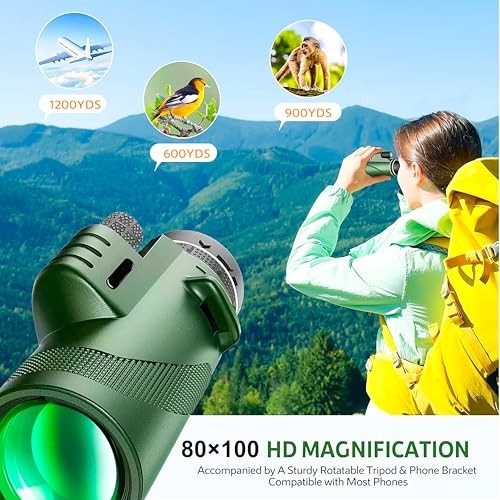 Monocular Telescope 80 x 100 High Powered Monoculars for Adults with