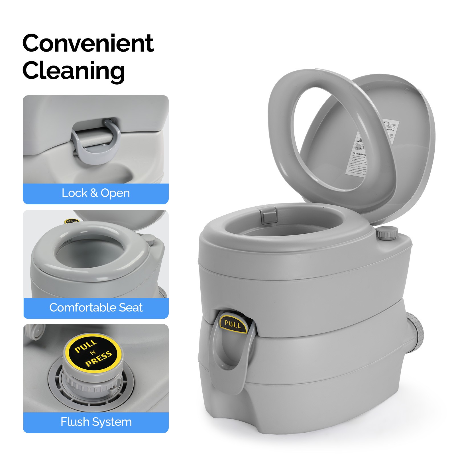 20L Camping Portable Detachable Toilet Hygiene for Indoor Outdoor Potty Commode