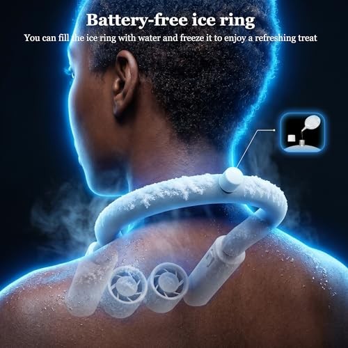 Portable Neck Fan with Ice Ring – Rechargeable Personal Hands-Free Wearable