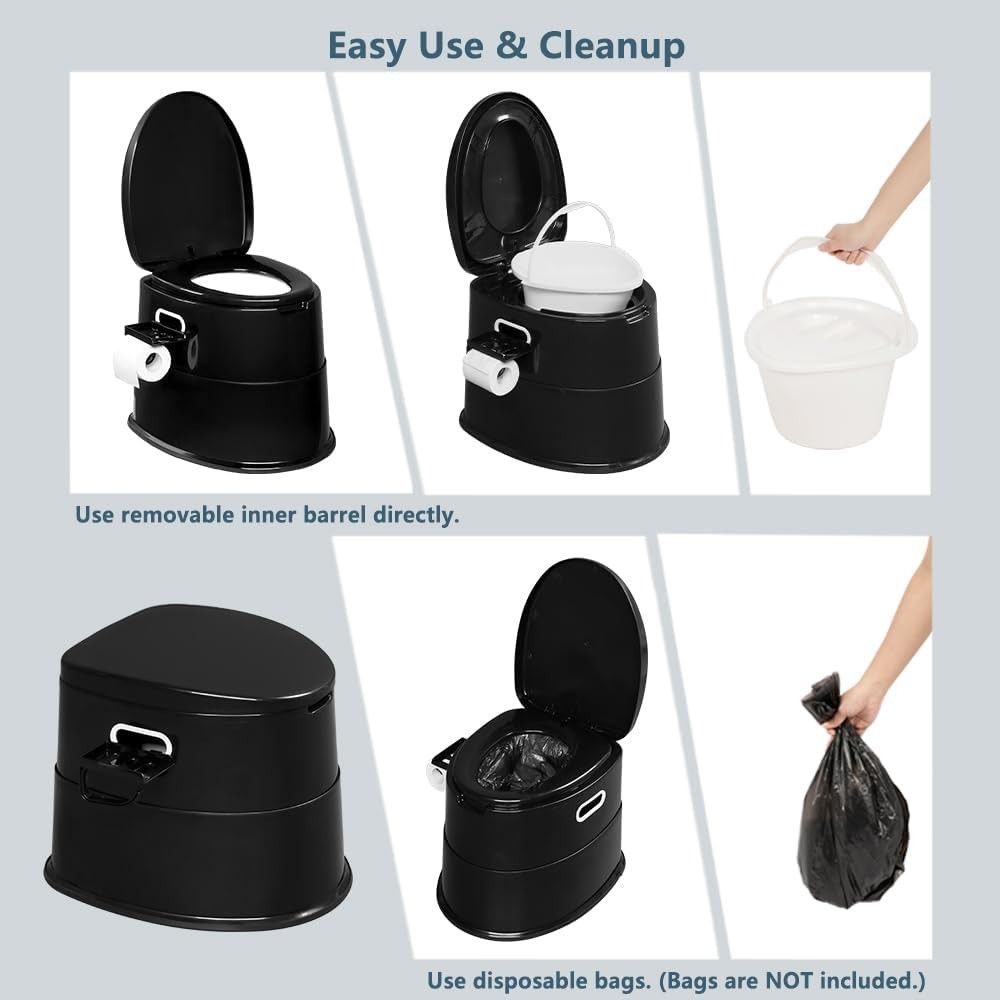 5 Gallon Camping Portable Toilet Travel OutdoorIndoor Commode Potty Tissue Box