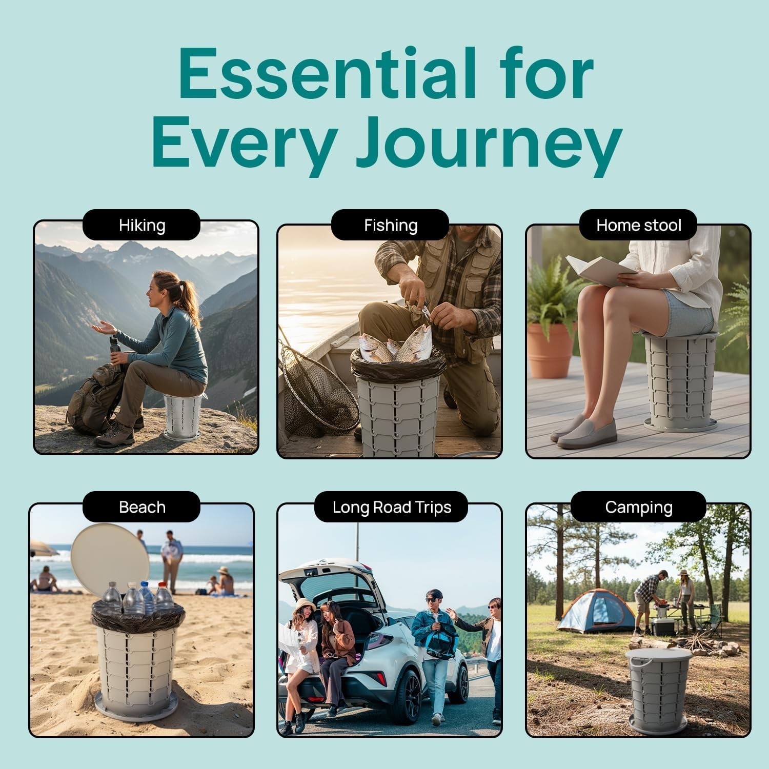 Portable Camping Toilet Seat with Carry Bag