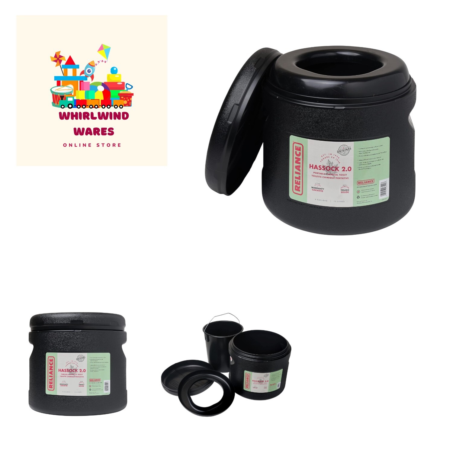 Products Hassock 2.0 Portable Toilet, Black, 4 Gallon