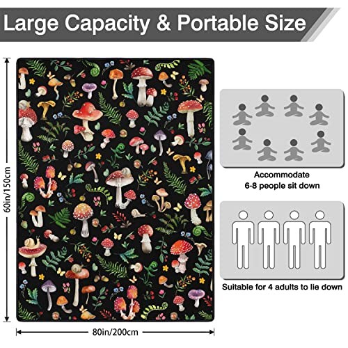 Picnic Blankets Waterproof Foldable,60’‘x80” Portable Dual Layers Mushroom