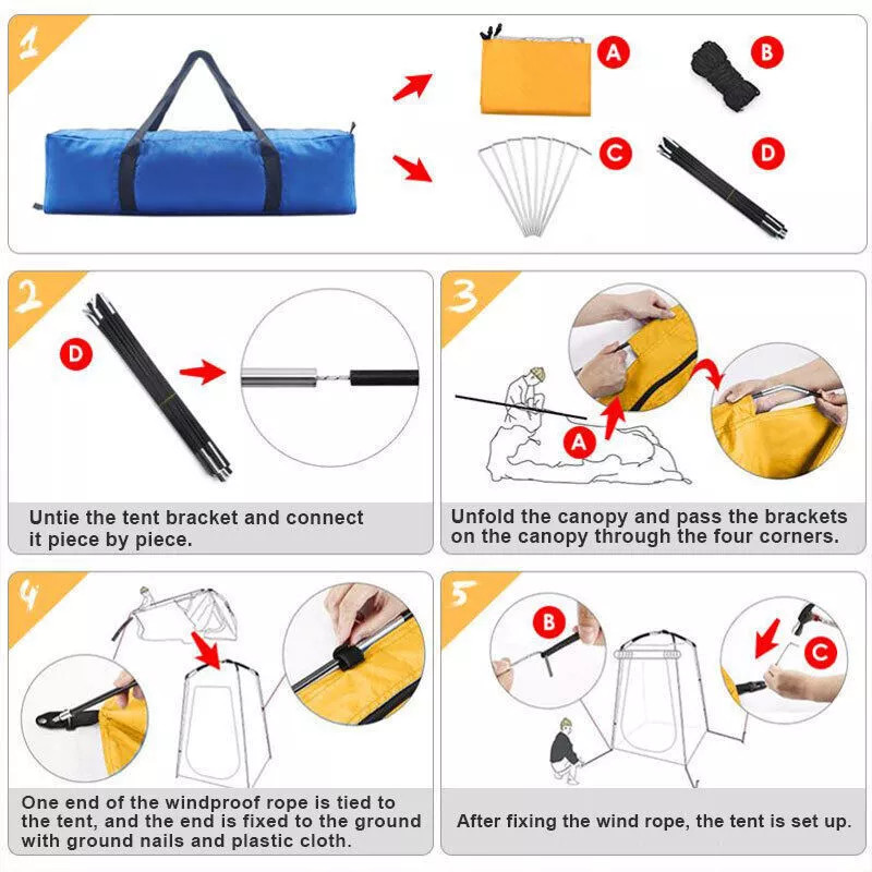 Portable Toilet Kit, Fold Camping Toilet with Pop-Up Privacy Tent Changing Rooms