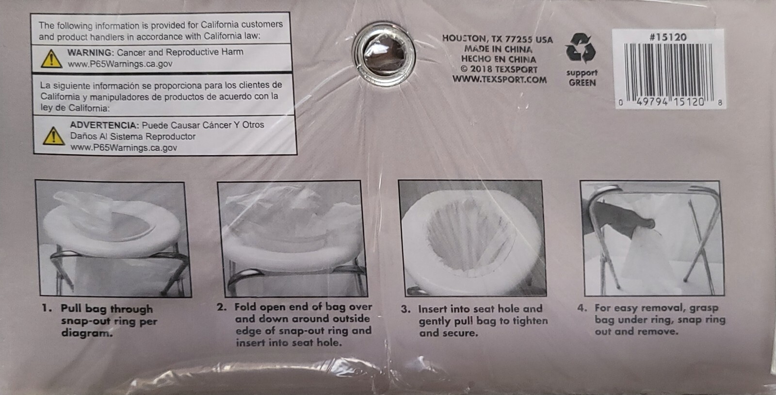 Texsport Portable Toilet Bags, 12 Pack 15120, Plastic Sanitary Camping Outdoors