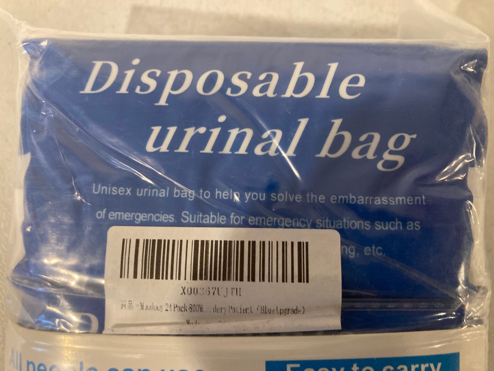 Disposable Urinal Bag Unisex 24 Pack Road trip Camping