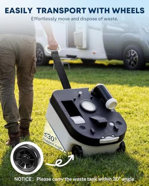 5.3 Gal Portable Toilet for Adults: Camping Toilet with Wheels 5.3 Gal- White