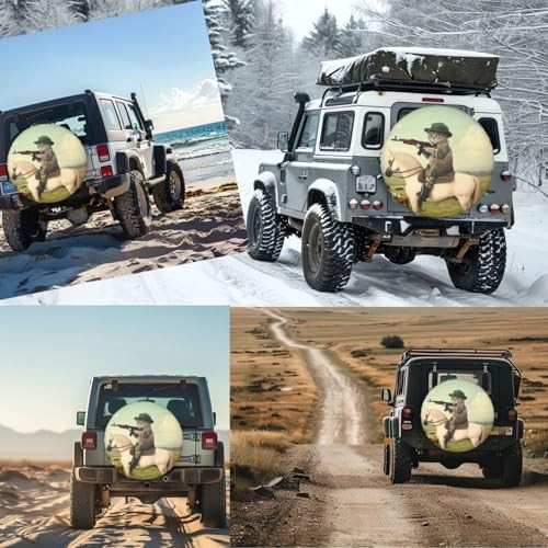 Spare Tire Cover for Rv SUV Trailer Truck 15 inch Funny Cat Hunting