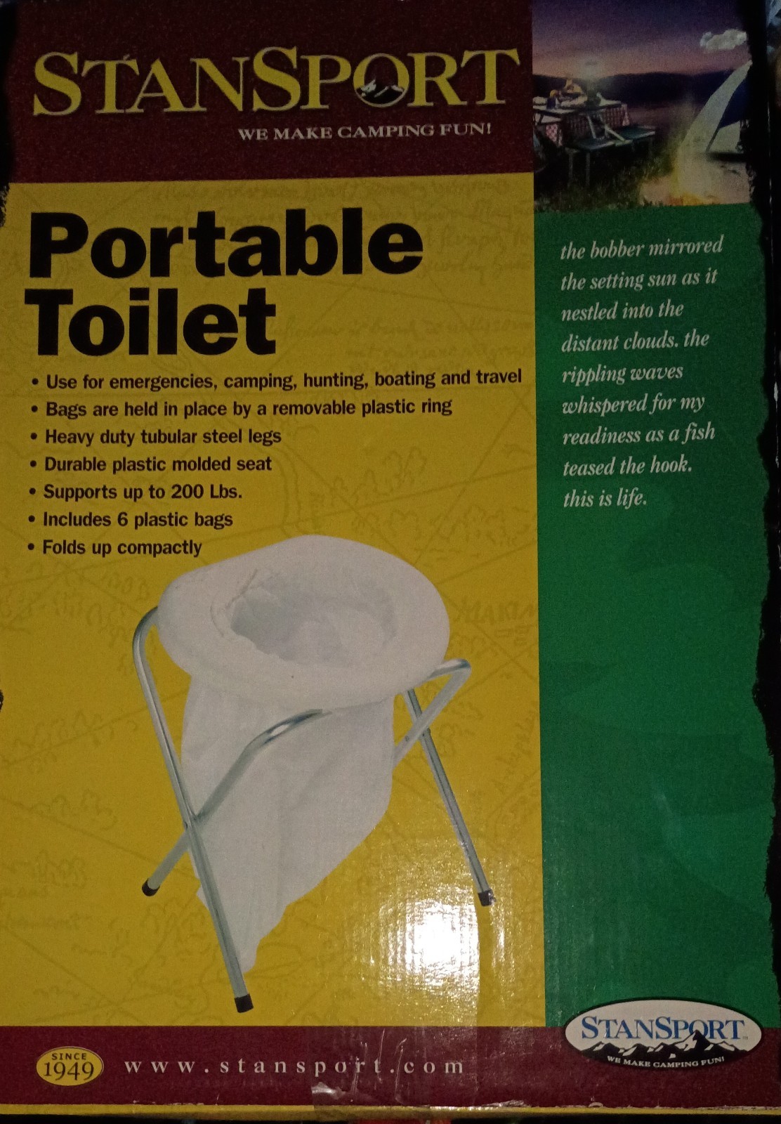 STANSPORT PORTABLE TOILET, 200LBS, ” NEW”, SEALED BOX SEE PICTURES😃👍