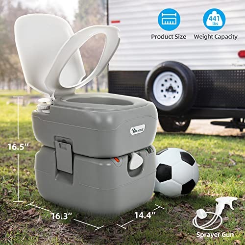 Portable Toilet Camping Porta Pottylon with 5.8 Gal Standard Seat+Bag+Sprayer
