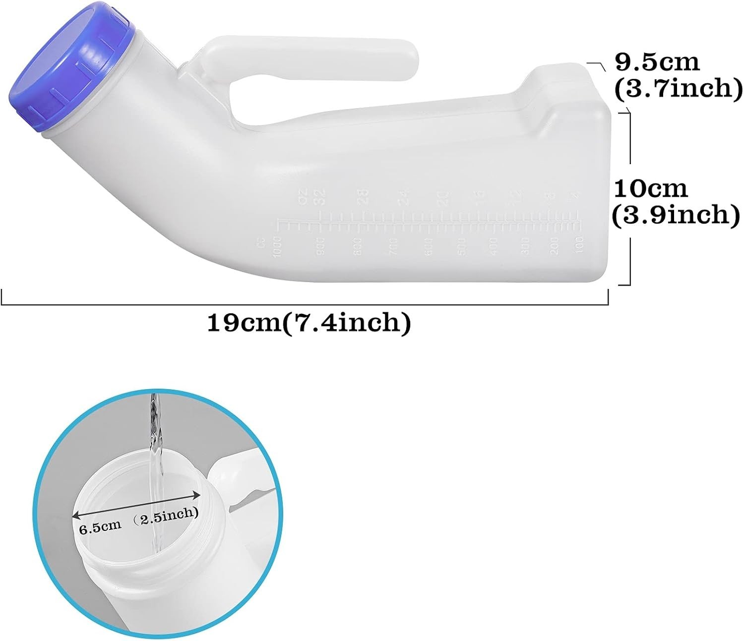 Unisex Urinal, Portable Pee Bottle with a Sealed Lid and Funnel for Elderly P…