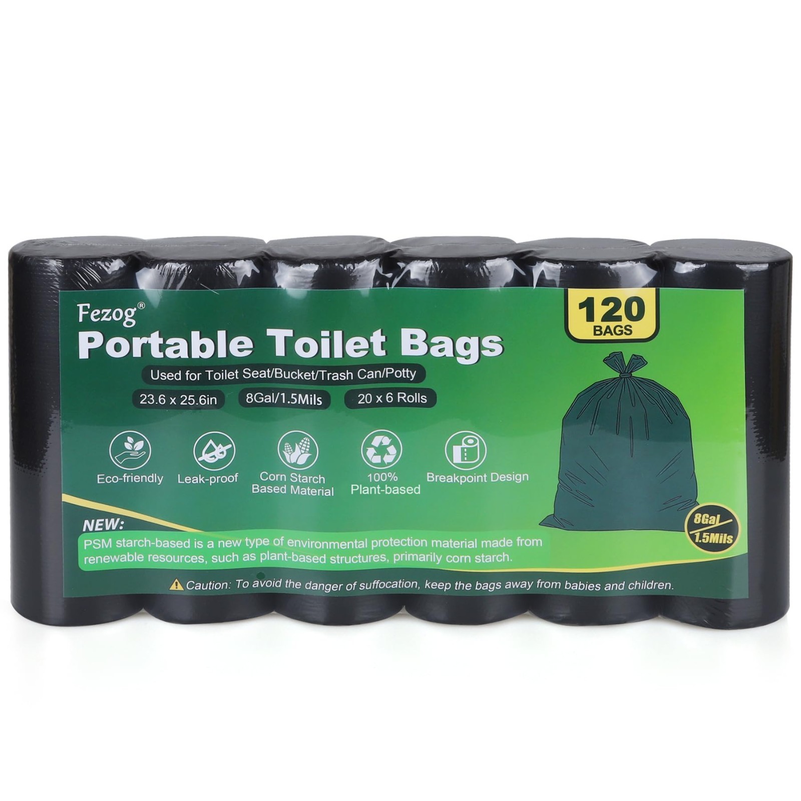 120 Pack Portable Toilet Bags, 8 Gal Leak-Proof Camping Toilet Bags, Travel Wast