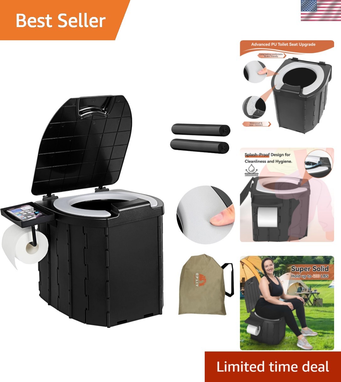 Upgraded Travel Potty with Splash Guard – Lightweight & Versatile for Adventures