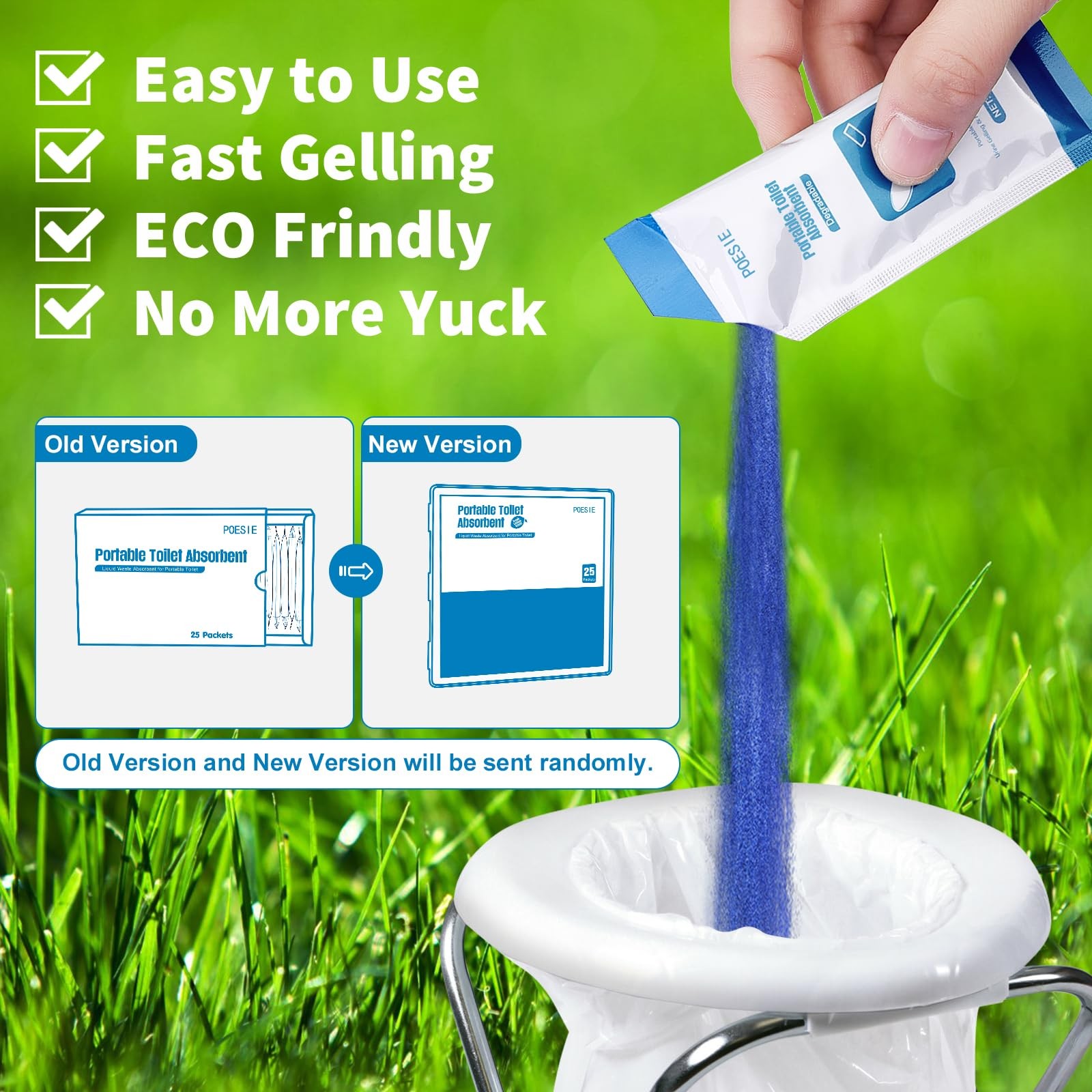 Liquid Waste Gel for Portable Toilet 25 Packets Porta Potty Degradable Absorb…