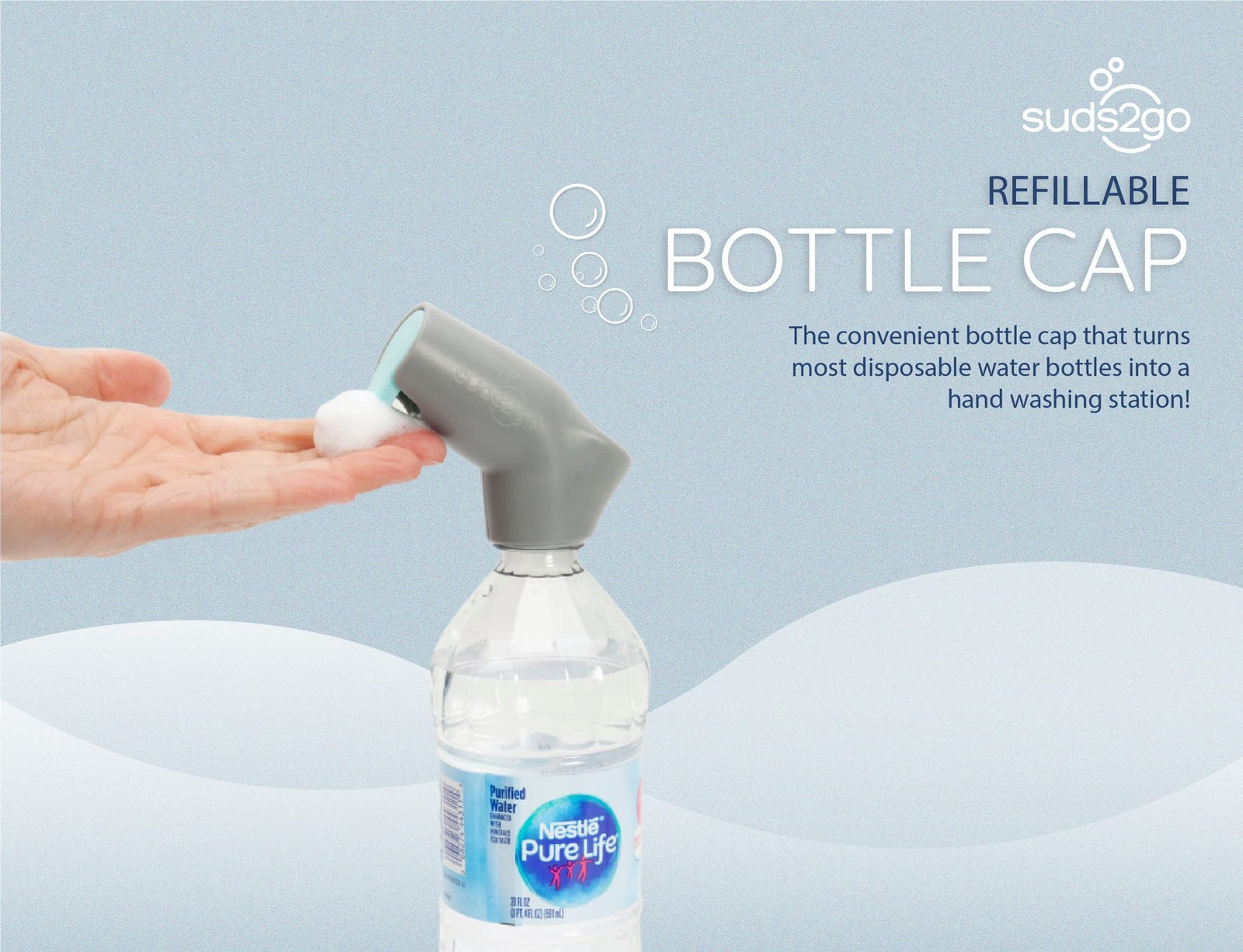 Water Bottle Wash Refillable Caps 2-Pack, Portable Hand Washing Station with …