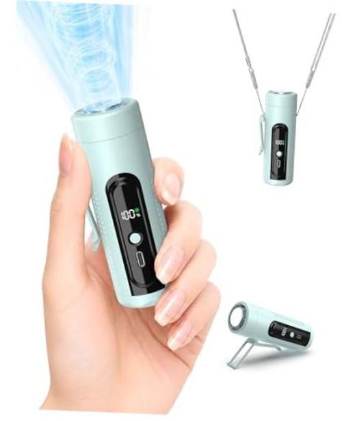 Mini Clip On Handheld Cooling Fan, 17000RPM 5 Speed Small Belt Fan Light Blue