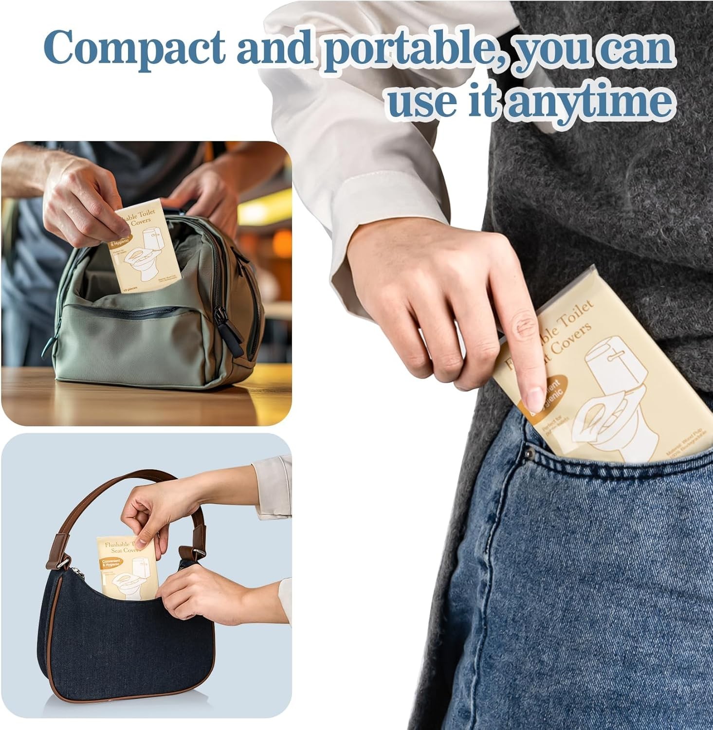 Disposable Flushable Toilet Seat Covers – 10 Pack Individually Wrapped Portable
